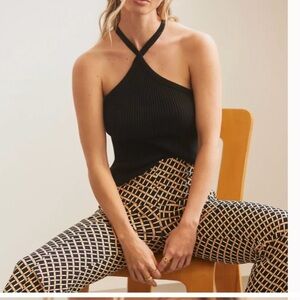 Anthropologie Top T.LA Ribbed Halter Tank Black Size XS NWT Stretchy 100…